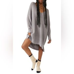 Free People C.O.Z.Y. Pull-over Waffle-knit Sweater Dress